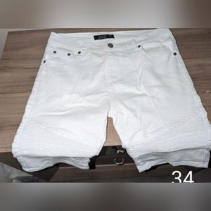 White Jean Shorts Men's 34